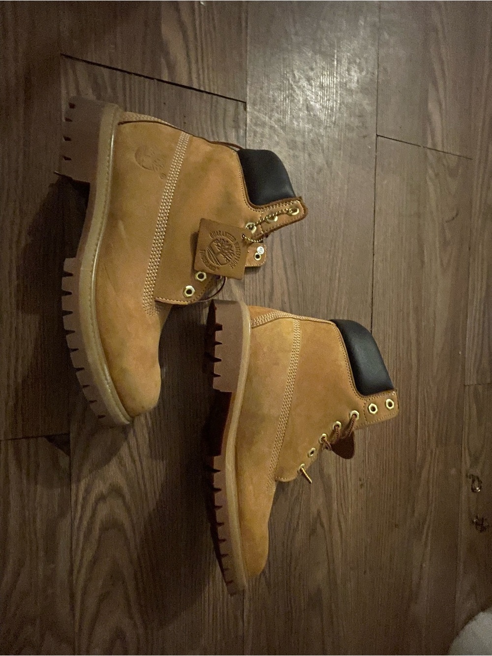 Timberland Wheat Nubuck Work Boots with Black Collar